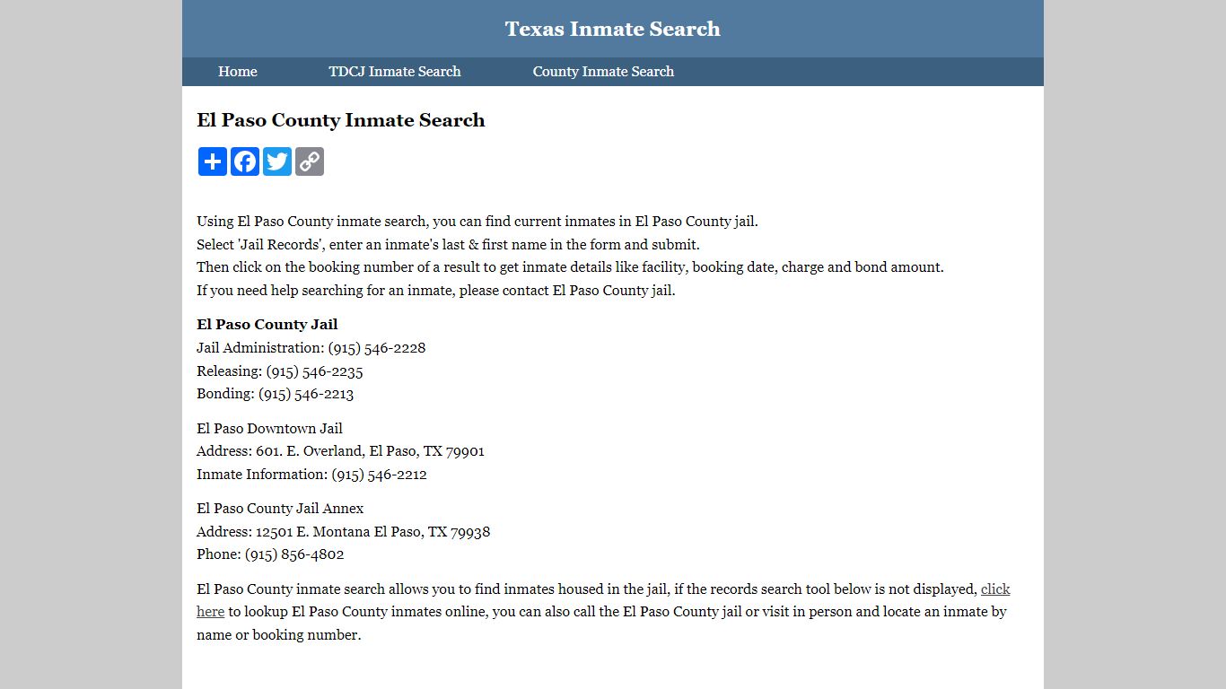 El Paso County Inmate Search